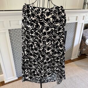 J.Crew Factory tropical black and white print faux-wrap skirt